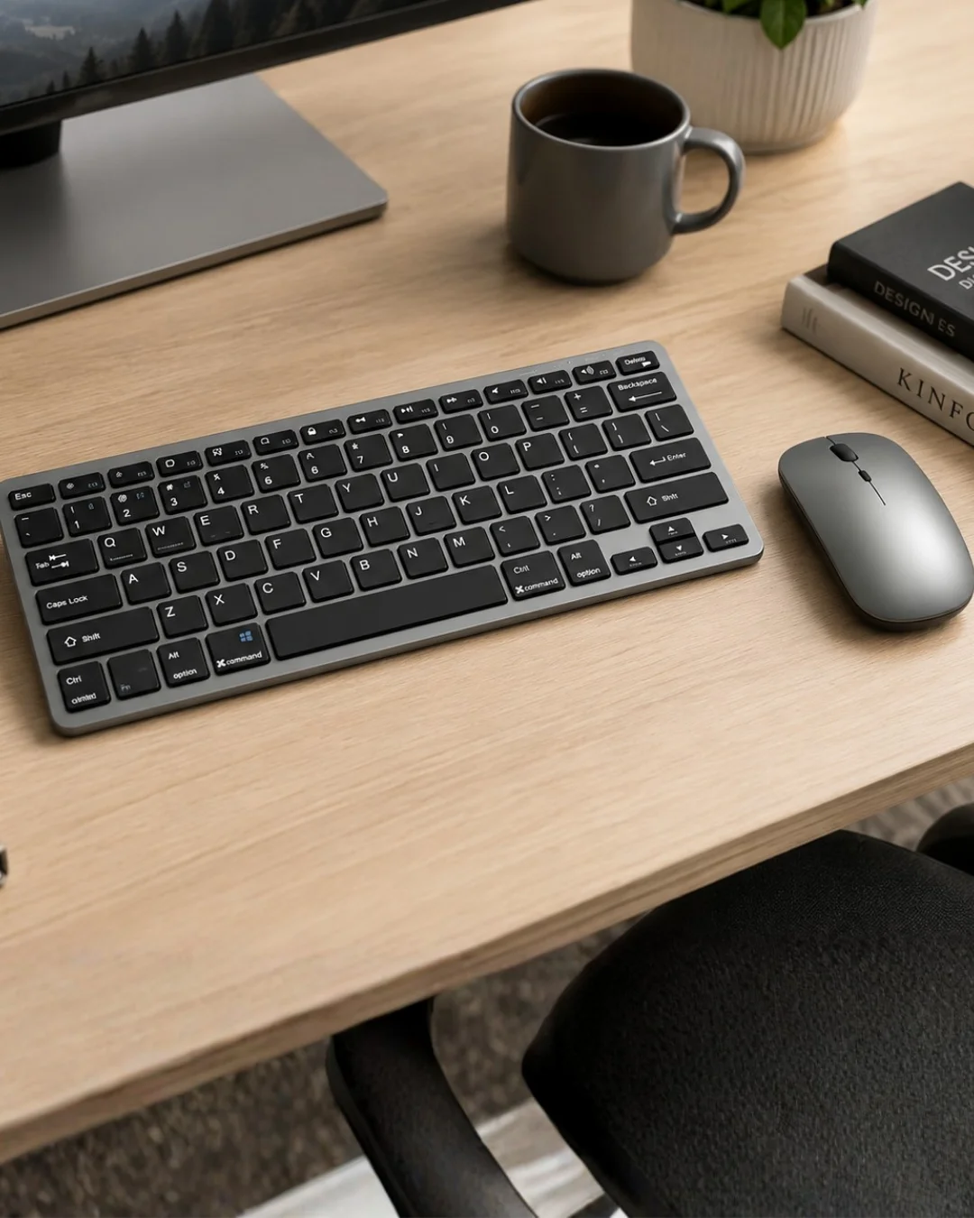 Şarjlı Kablosuz Klavye ve Mouse Seti Kompakt Taşınabilir Tasarım