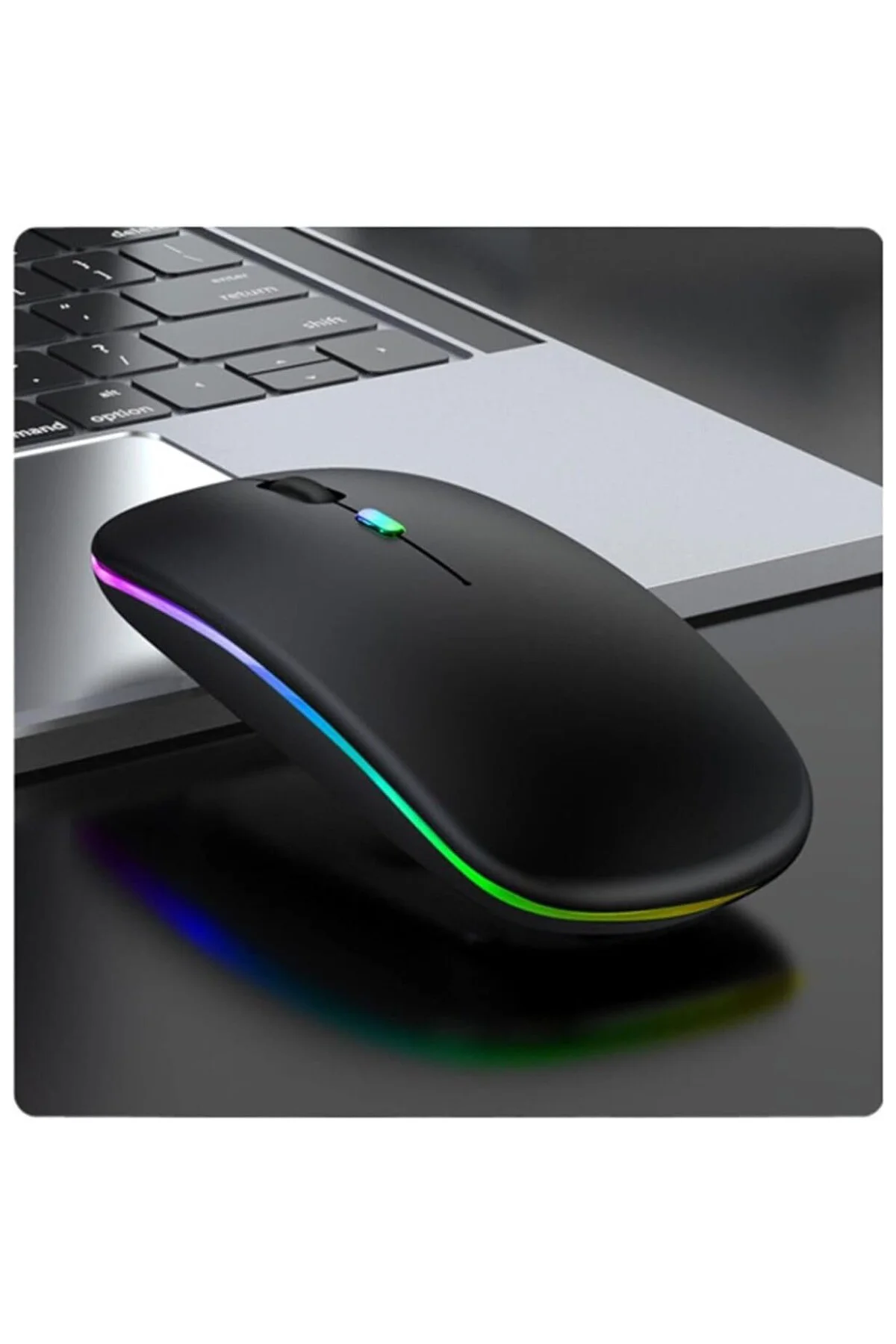 Şarjlı Kablosuz Mouse Bluetooth ve 2.4ghz- RGB Işıklı - Sessiz Tı
