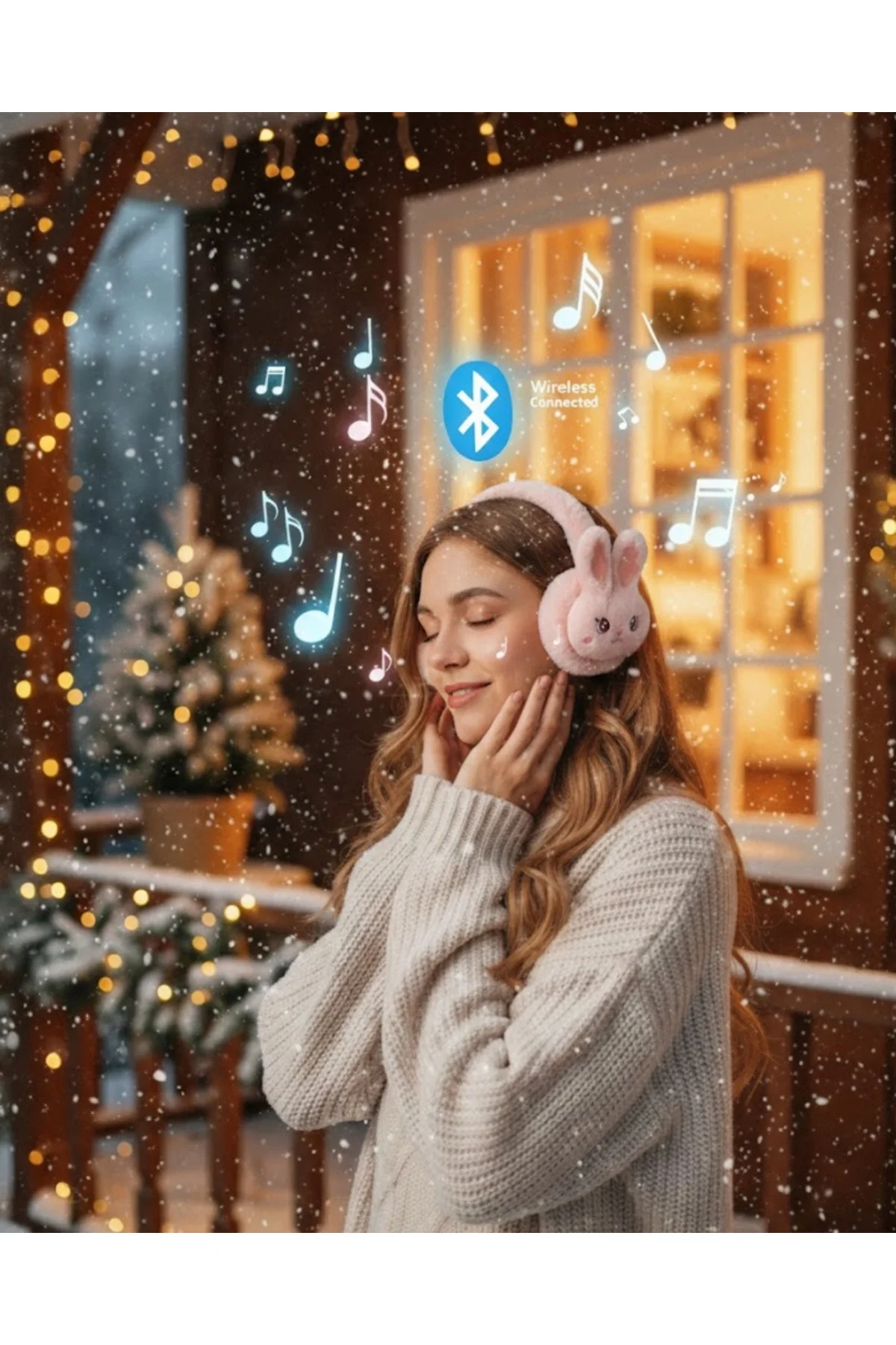 Şarjlı Kablosuz Tavşan Tasarımlı Bluetooth Kulaklık Tf Kart Giriş
