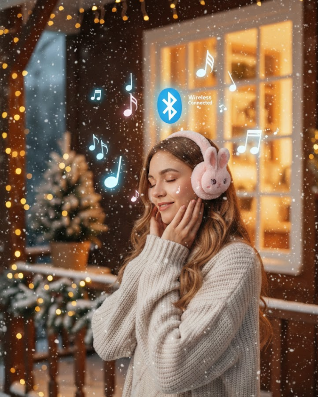 Şarjlı Kablosuz Tavşan Tasarımlı Bluetooth Kulaklık TF Kart Giriş