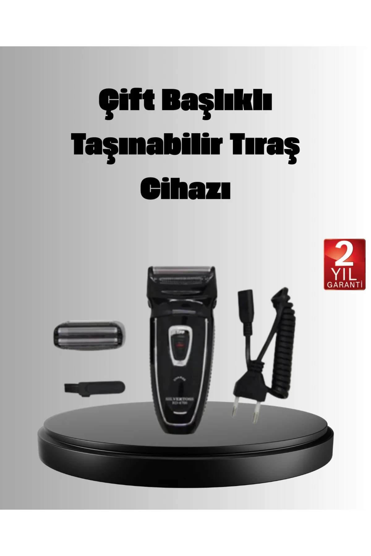 Şarjlı Kablosuz Tıraş Makinesi Çift Başlık Kuru Tıraş Ergonomik T