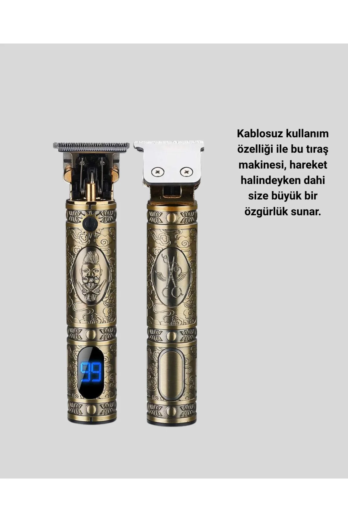 Şarjlı Kablosuz Tıraş Makinesi – 1800 mAh Batarya, Uzun Pil Ömrü, Profesyonel Sessiz Motor