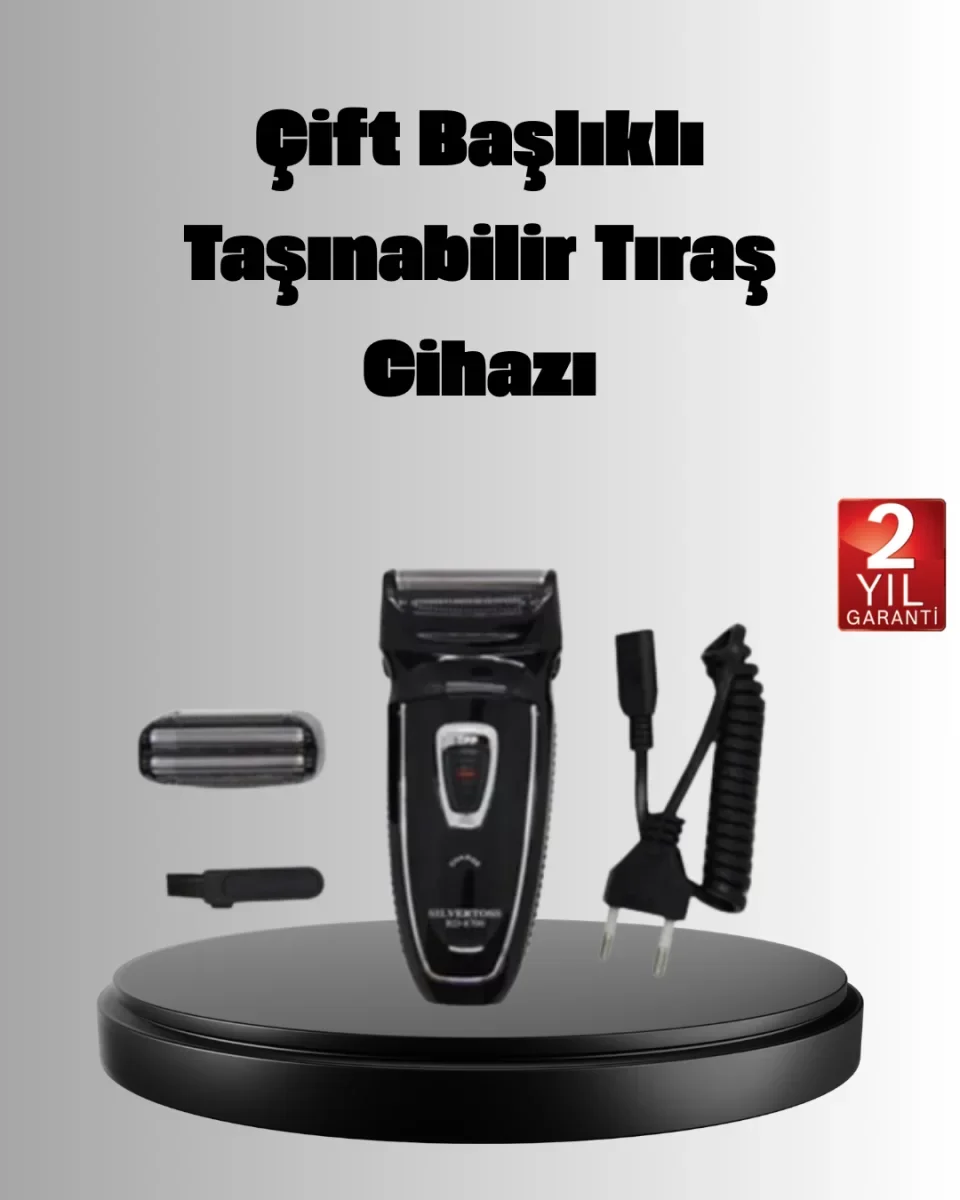 Şarjlı Kablosuz Tıraş Makinesi Çift Başlık Kuru Tıraş Ergonomik T