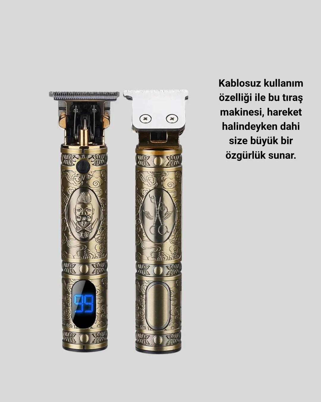 Şarjlı Kablosuz Tıraş Makinesi – 1800 mAh Batarya, Uzun Pil Ömrü,