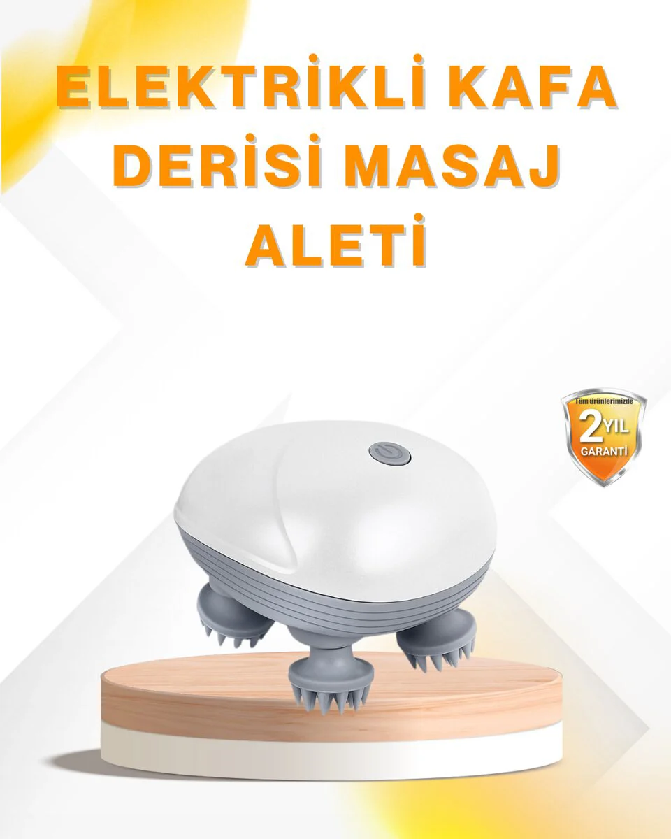 Şarjlı Kafa Masaj Aleti 3 Hızlı Ayarlı Derin Masaj ve Su Geçirmez