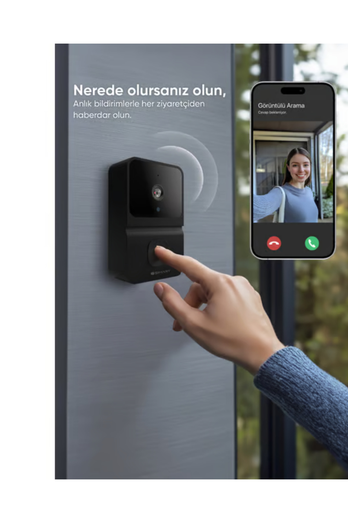 ŞARJLI KAMERALI KAPI ZİLİ SİYAH - Lisinya