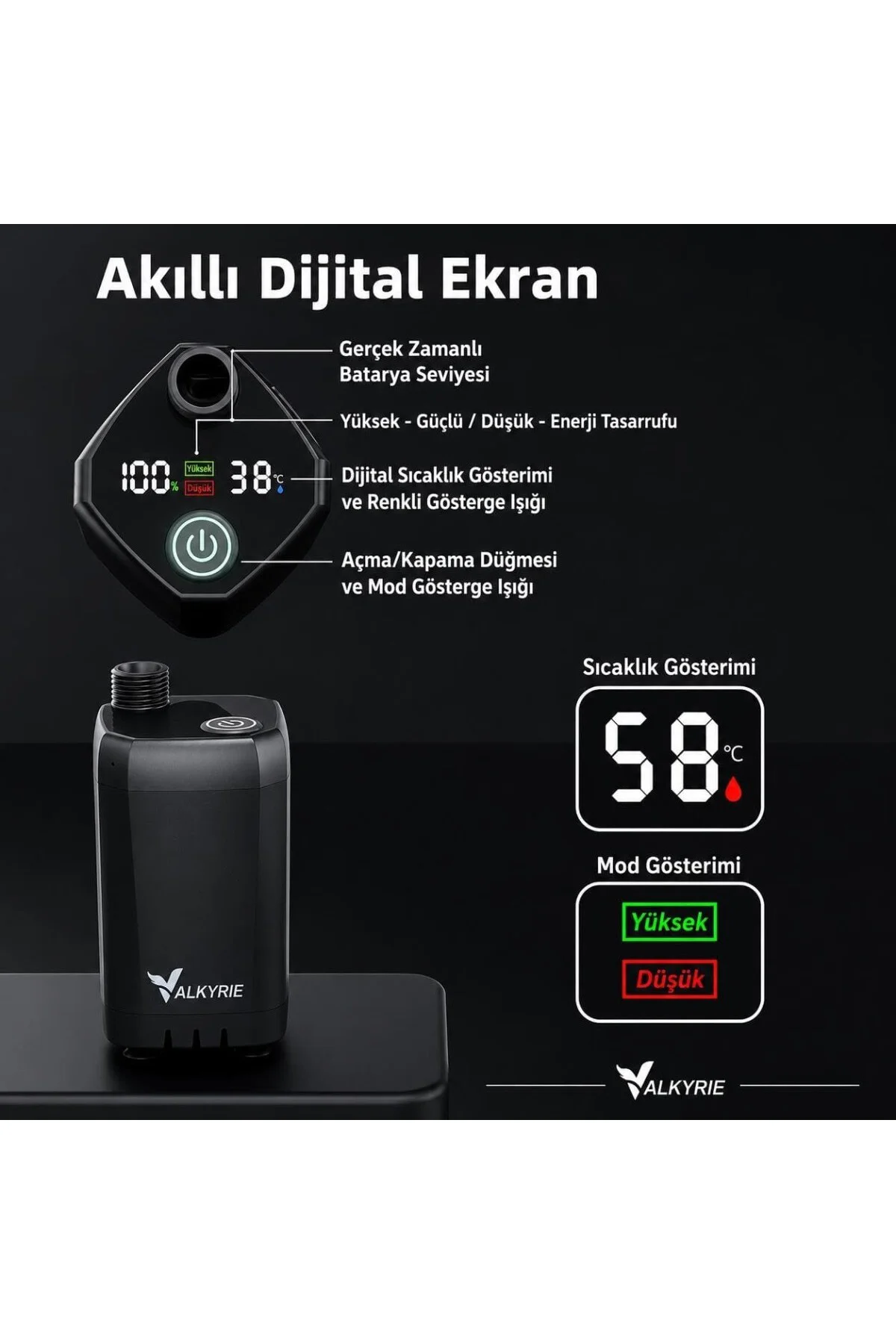 Şarjlı Kamp Duşu 6000mAh Dijital Göstergeli Taşınabilir Duş Seti 