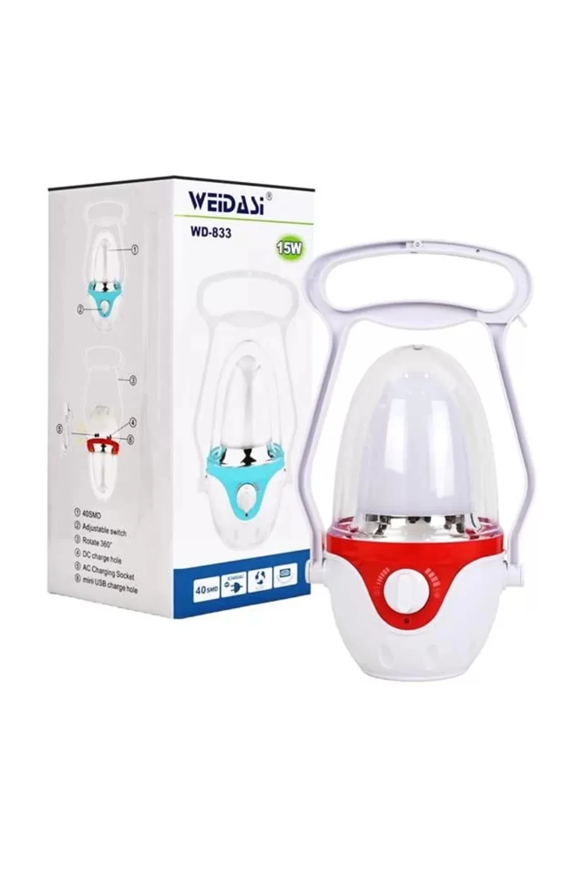 Şarjlı Kamp Lambası 40 Ledli 15W Wd-833 Fiyatı, Yorumları ve Özellikleri