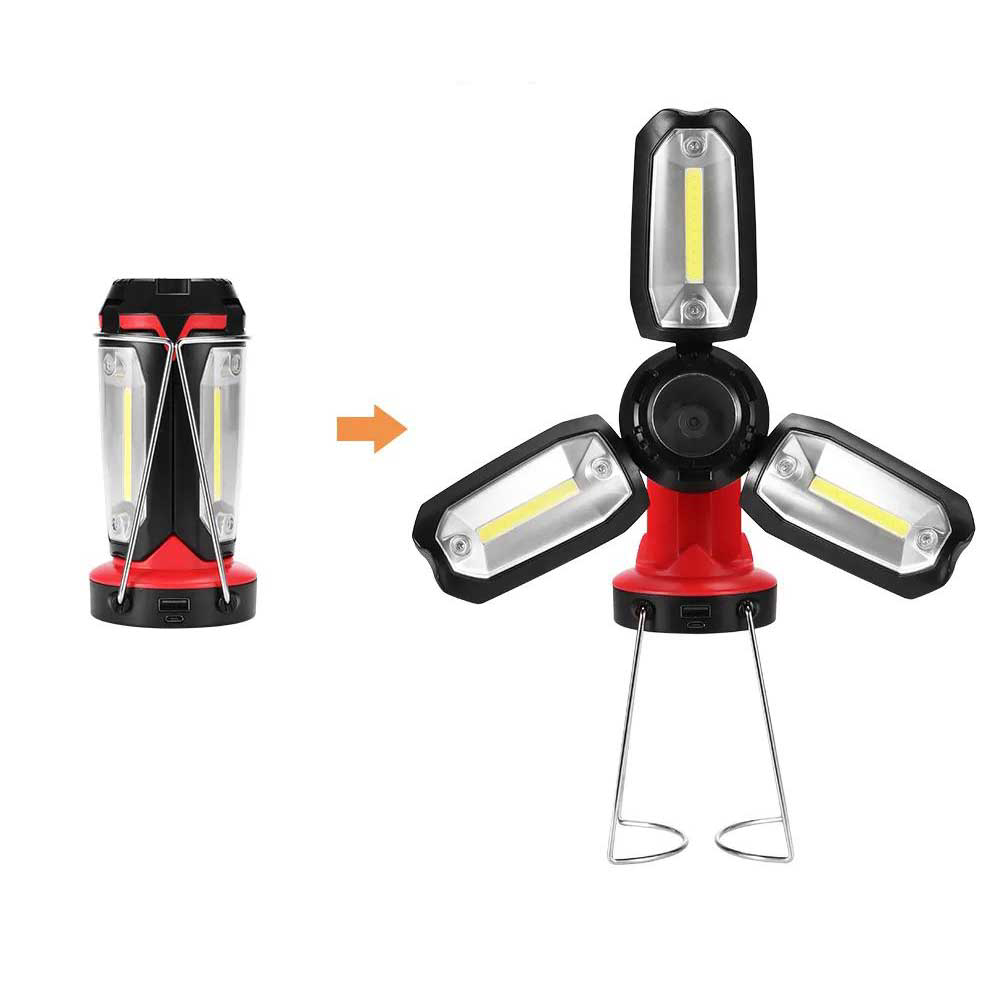 Şarjlı Katlanabilir 3 XCob Led + 3W Led Çok Fonksiyonlu Kamp Fene