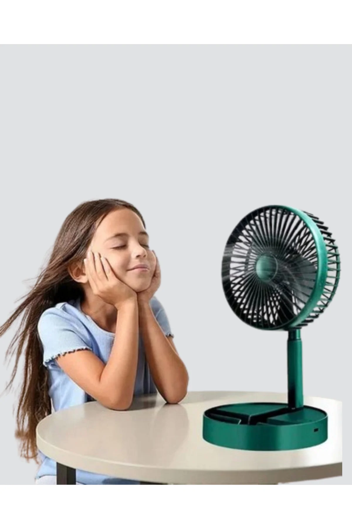 Şarjlı Katlanabilir Mini Fan – 3 Kademe Hız Ayarı, Taşınabilir Tasarım