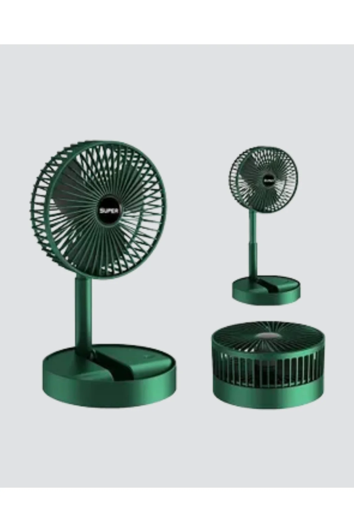 Şarjlı Katlanabilir Mini Fan – 3 Kademe Hız Ayarı, Taşınabilir Tasarım