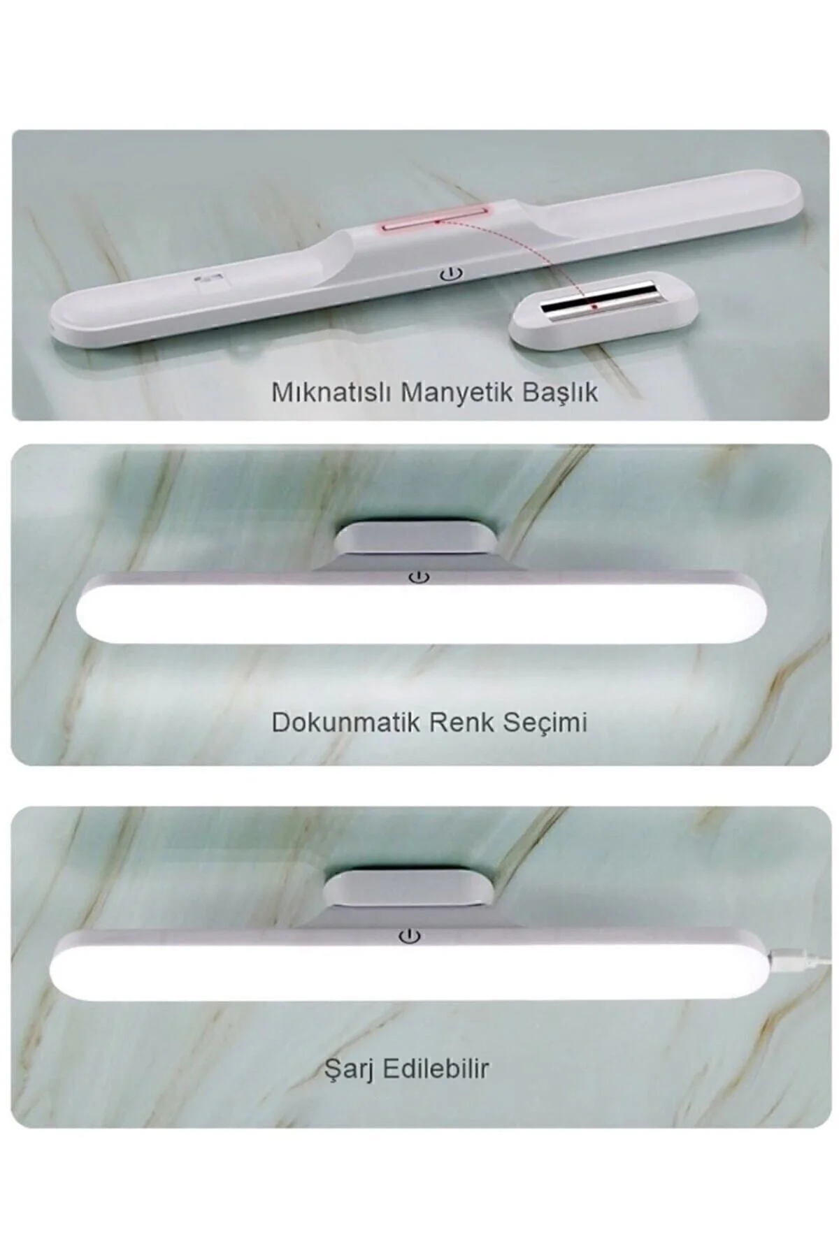 Şarjlı Kolay Taşınabilir Mıknatıslı Led Işık Kablosuz Kademeli 3 