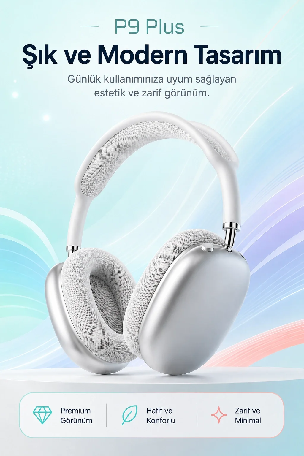 Şarjlı Kulak Üstü Stereo Kulaklık Bluetooth Uyumlu Müzik Ve Görüşme Destekli