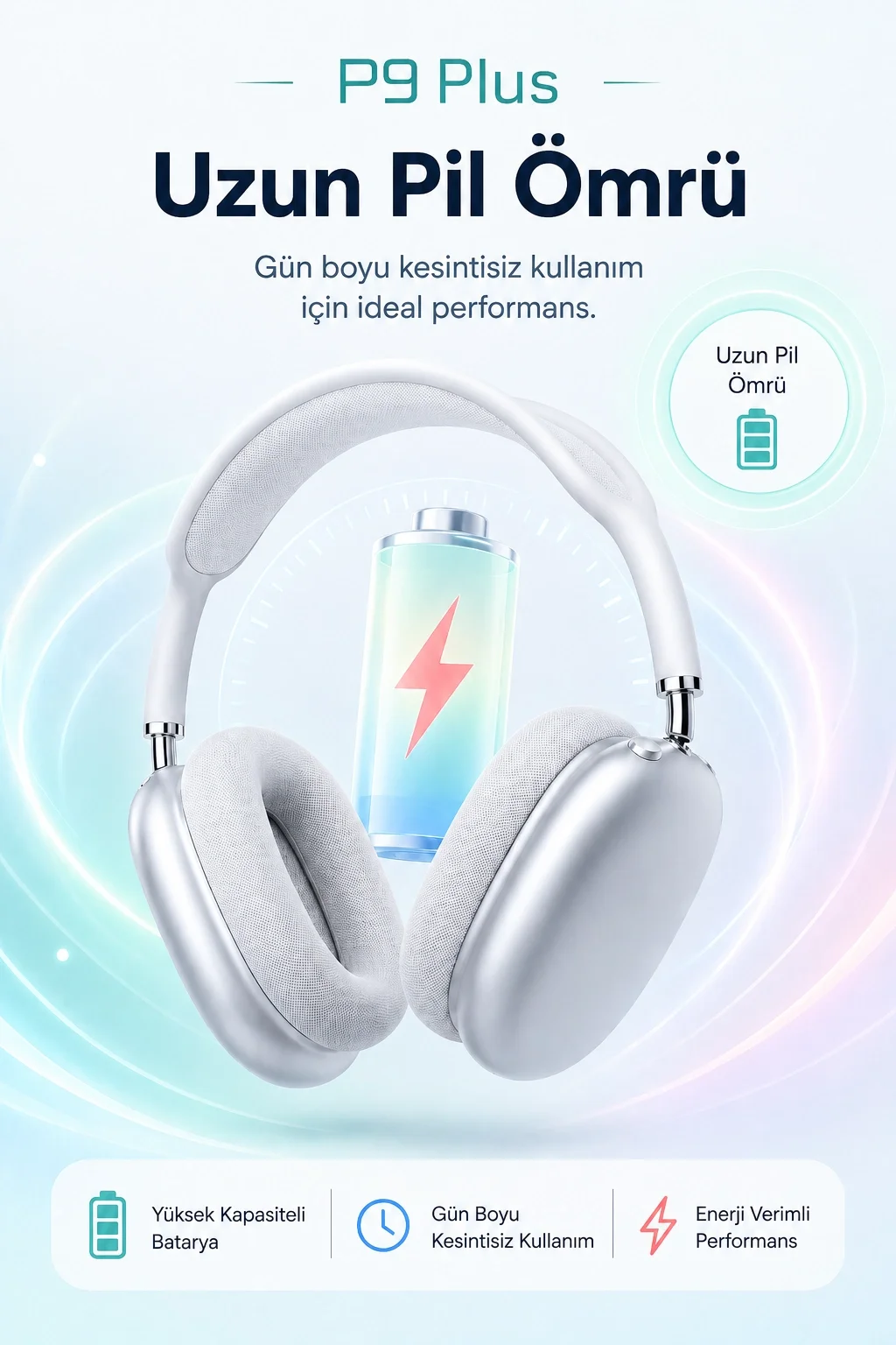Şarjlı Kulak Üstü Stereo Kulaklık Bluetooth Uyumlu Müzik Ve Görüşme Destekli