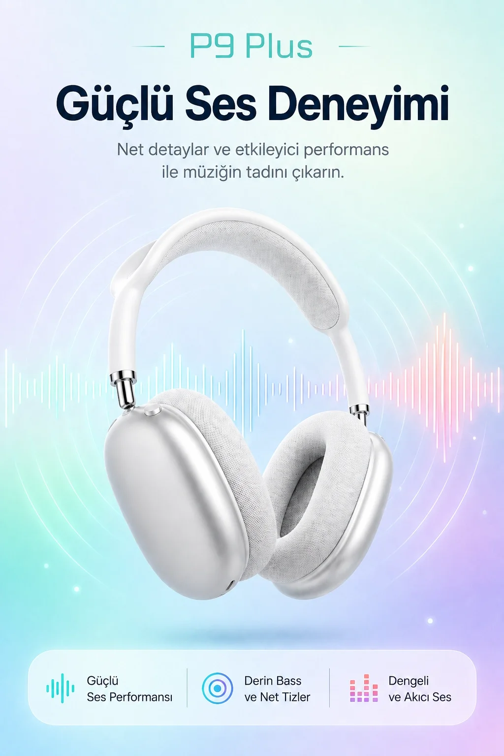 Şarjlı Kulak Üstü Stereo Kulaklık Bluetooth Uyumlu Müzik Ve Görüşme Destekli