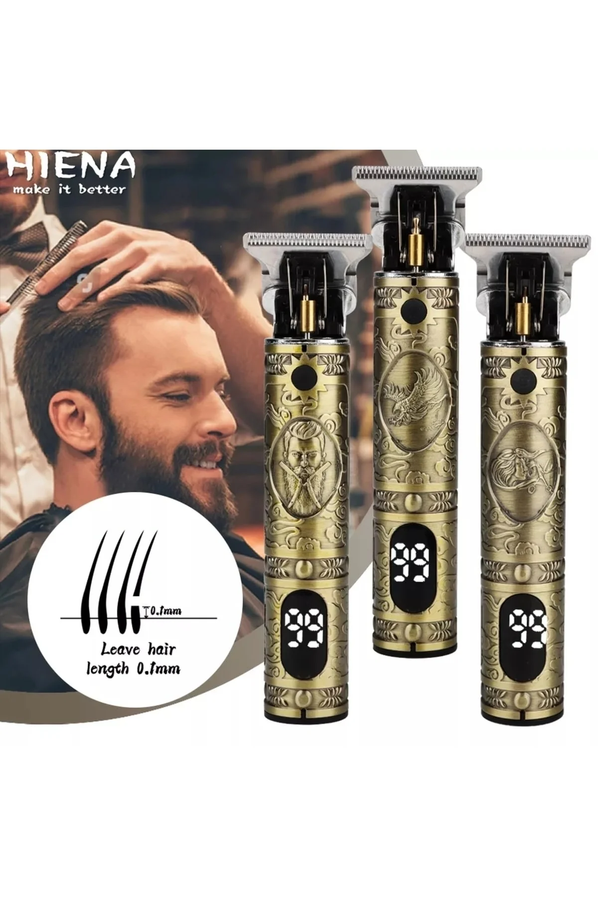 Şarjlı kuru saç sakal vücut tıraş makinesi metalik renk 3-5 başlıklı lcd ekranlı