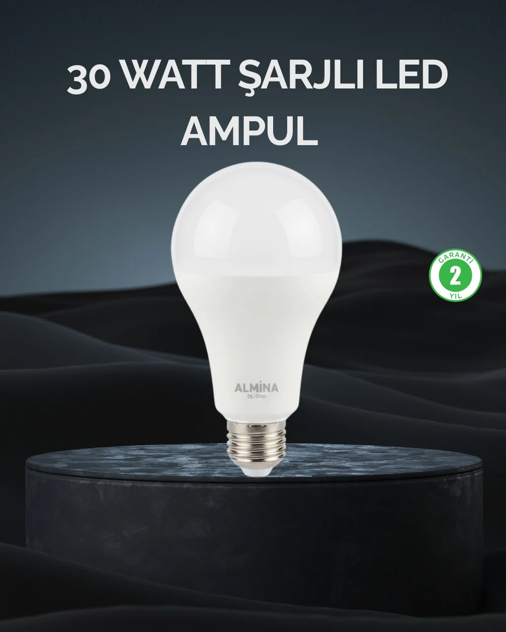 Şarjlı Led Ampul 30 Watt Soğuk Beyaz - Lisinya Diğer