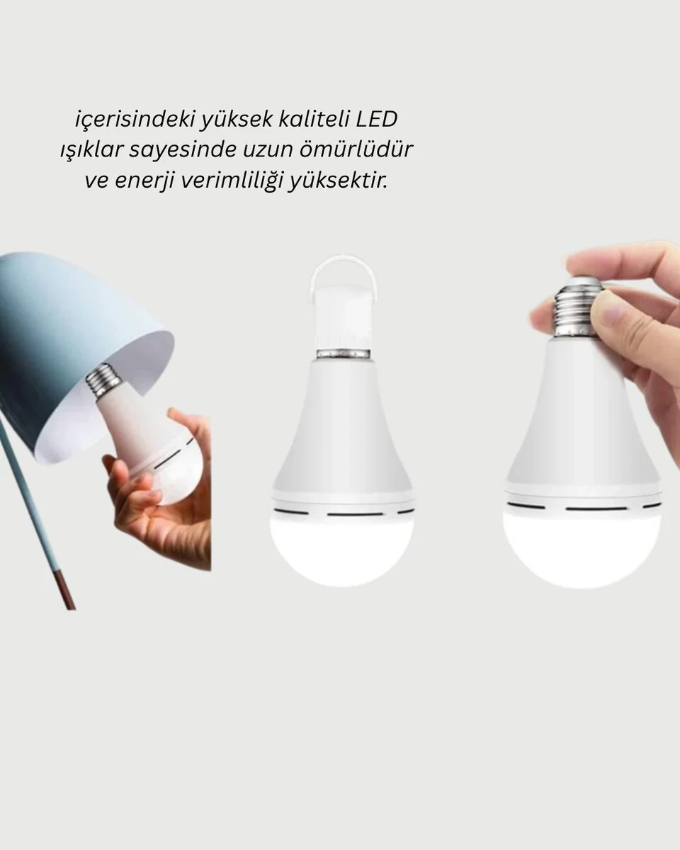 Şarjlı LED Ampul E27 30W - Elektrik Kesintilerinde Kesintisiz Aydınlatma