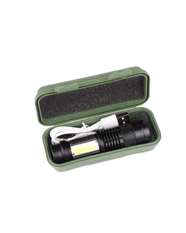 Şarjlı LED El Feneri - 14500 Pil Dahil, 2000 Lümen, 4 Işık Modu, Mini Boy