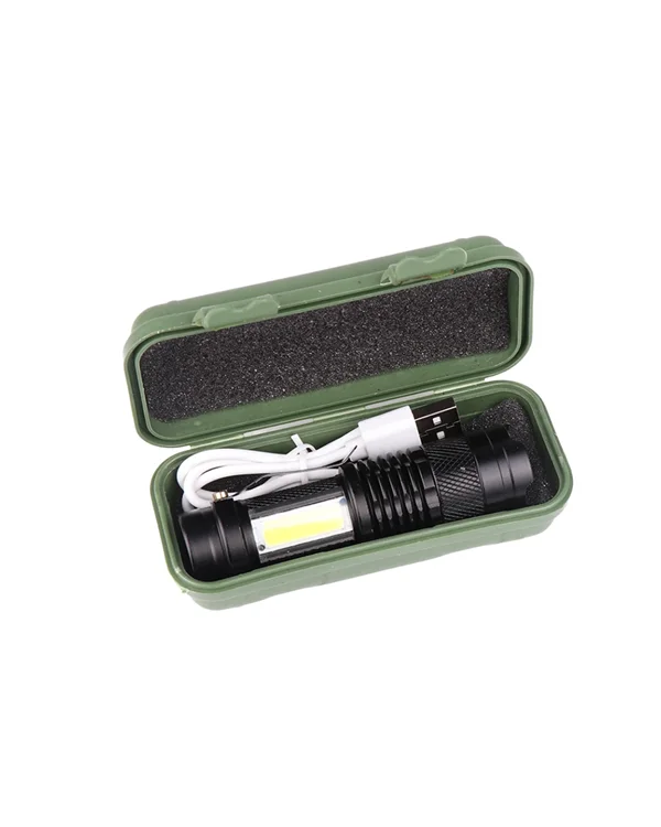 Şarjlı LED El Feneri - 14500 Pil Dahil, 4 Işık Modu, Mini Boy