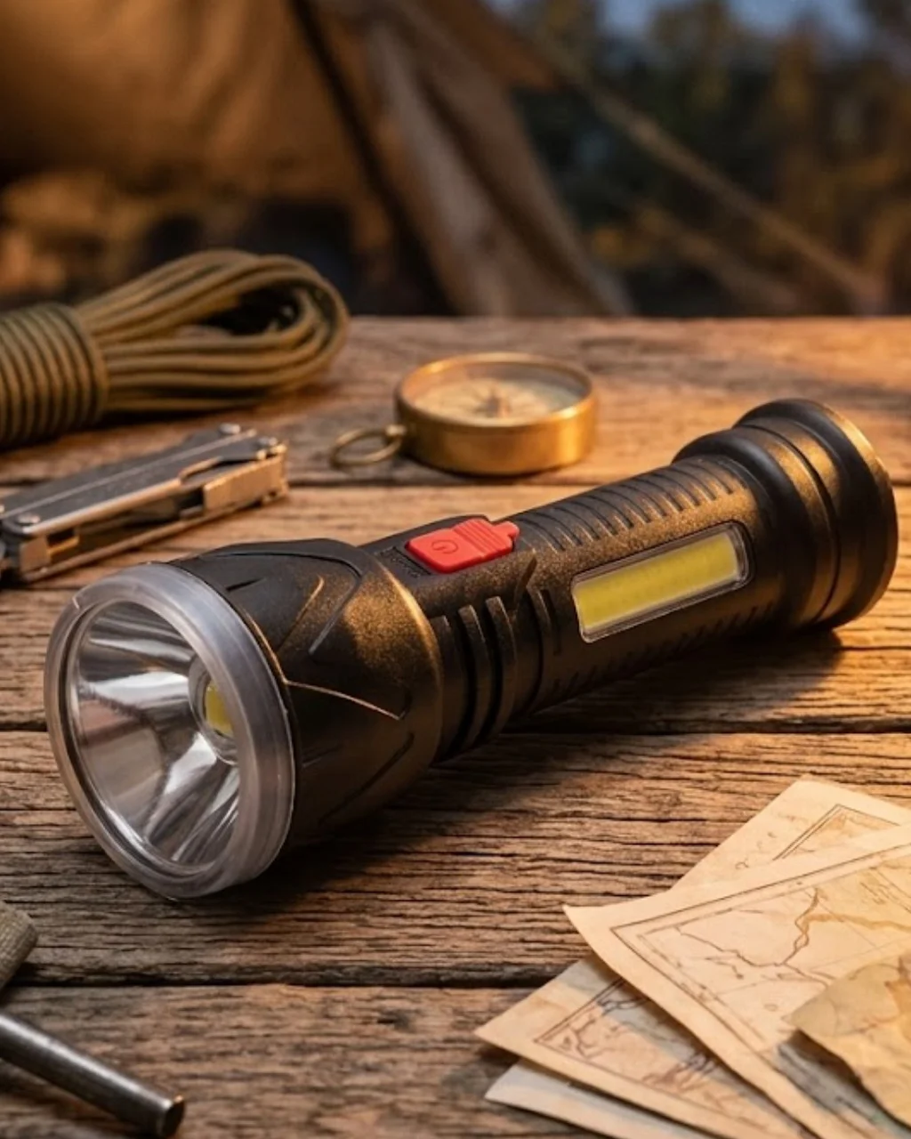 Şarjlı Led El Feneri 9 Led Güçlü Işık Ve 4 Modlu Kullanım - Lisinya Diğer