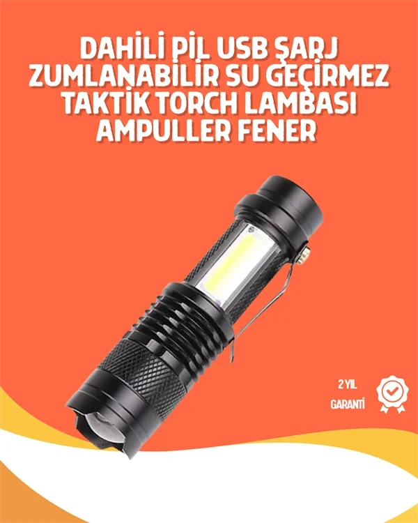 Şarjlı LED El Feneri - 14500 Pil Dahil, 4 Işık Modu, Mini Boy Fiyatı, Yorumları ve Özellikleri