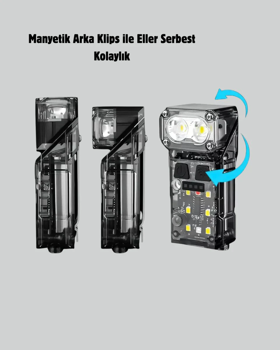 Şarjlı LED Kafa Lambası Manyetik Klipsli El Sensörlü Çok Fonksiyonlu