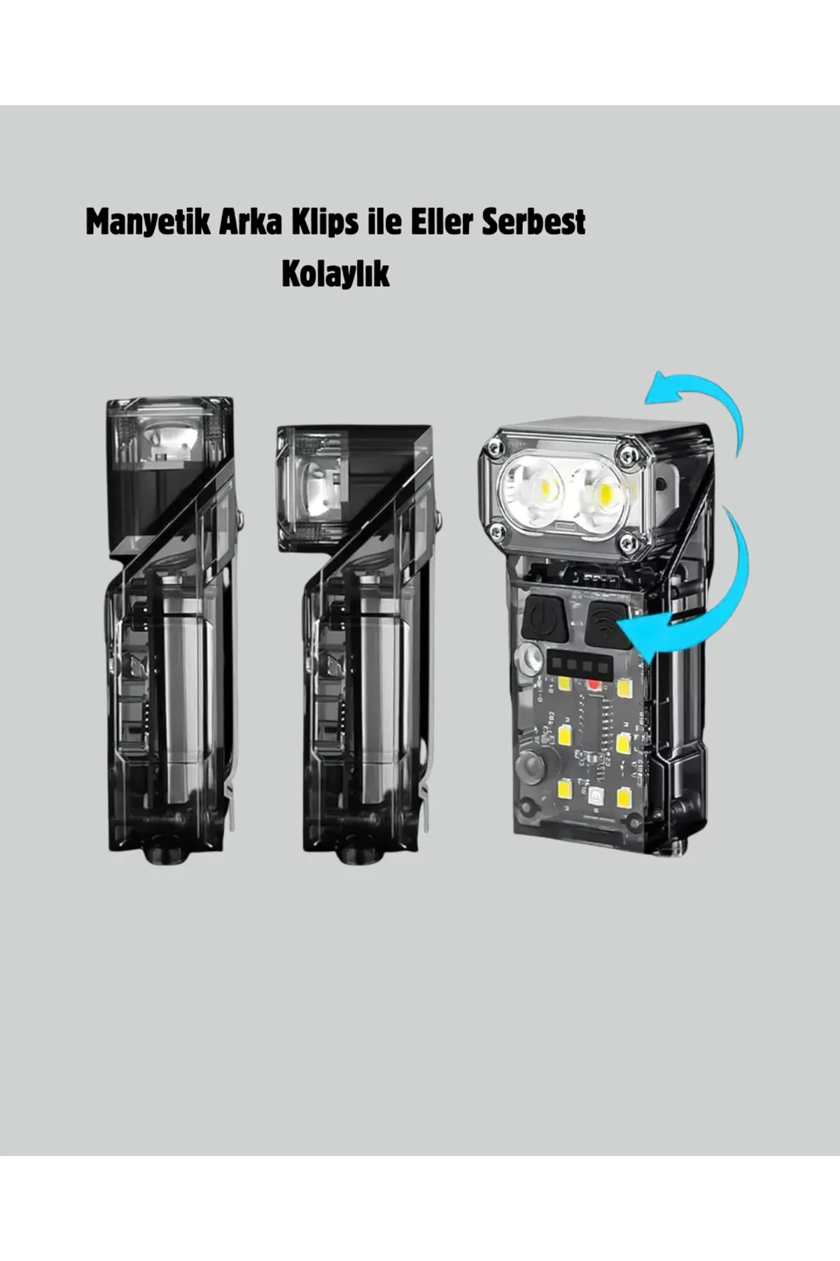 Şarjlı LED Kafa Lambası Manyetik Klipsli El Sensörlü Çok Fonksiyonlu