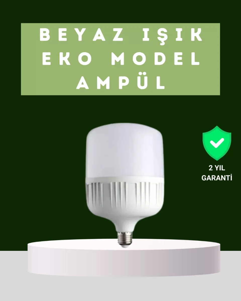 Şarjlı LED Torch Ampul 30 Watt Beyaz Işık Enerji Tasarruflu - Lisinya