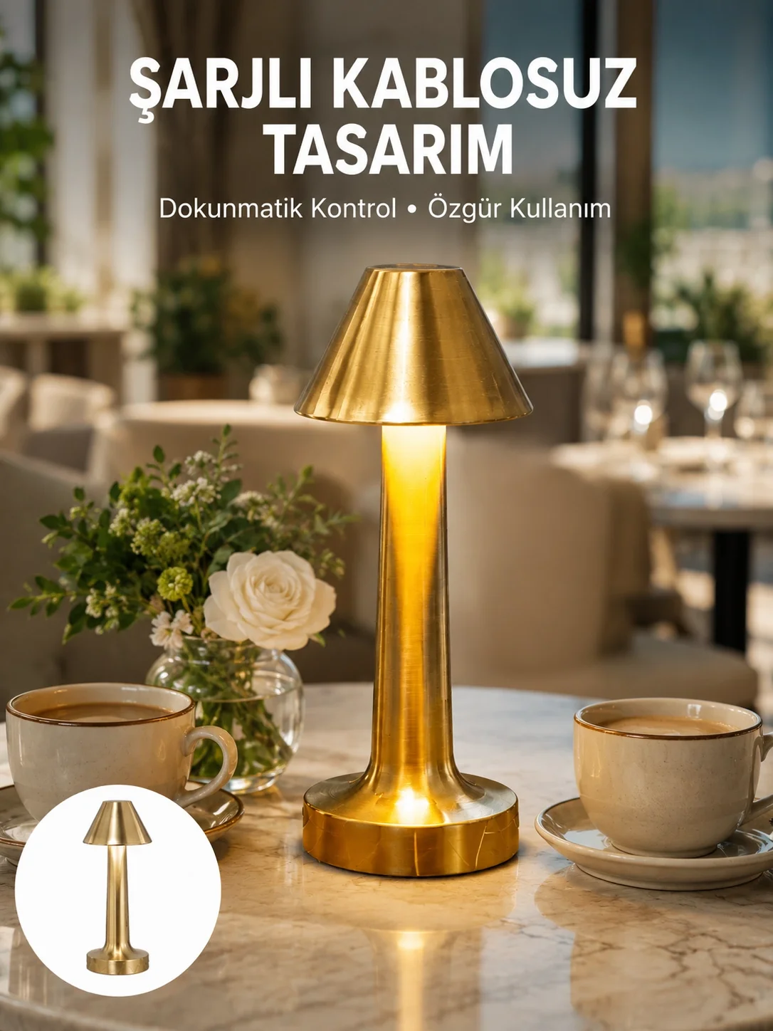 Şarjlı Masa Lambası 3 Işık Modu Kademesiz Karartma Metal Gövde Yeni Nesil