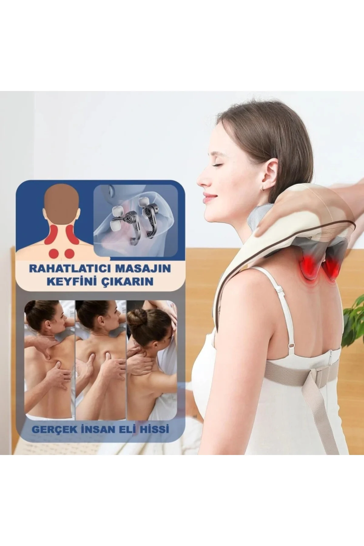 Şarjlı Masaj Aleti Ovmalı ve Isıtmalı Rahatlatıcı Sırt, Boyun, Bacak, Tüm Vücu