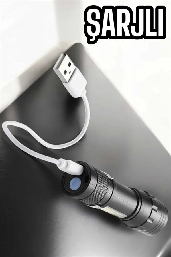 Şarjlı Metal Zoomlu El Feneri Işıldak Led Işık Taşınabilir El Lambası Şarjlı Metal Zoomlu El Feneri Işıldak Led Işık Taşınabilir El Lambası