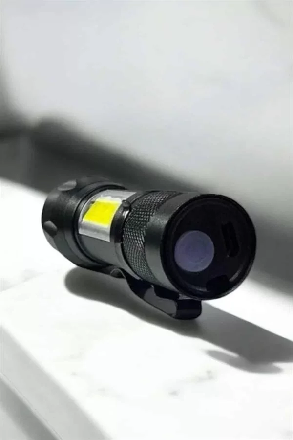 Şarjlı Metal Zoomlu El Feneri Işıldak Led Işık Taşınabilir El Lam