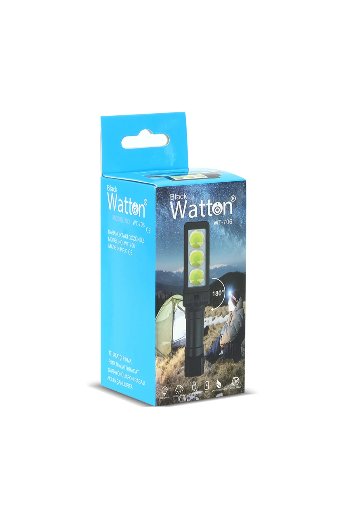ŞARJLI MIKNATISLI ÇALIŞMA LAMBASI KAFA IŞIĞI WATTON WT-706 Siyah