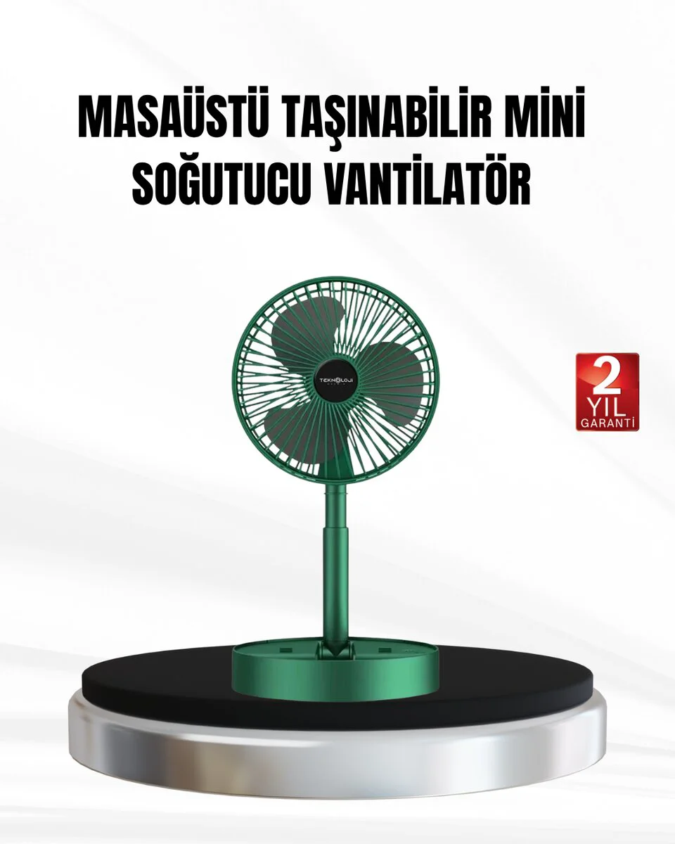 Şarjlı Mini Fan Katlanabilir 3 Hızlı Taşınabilir Tasarımlı - Sıcak Havalarda Ferahlık