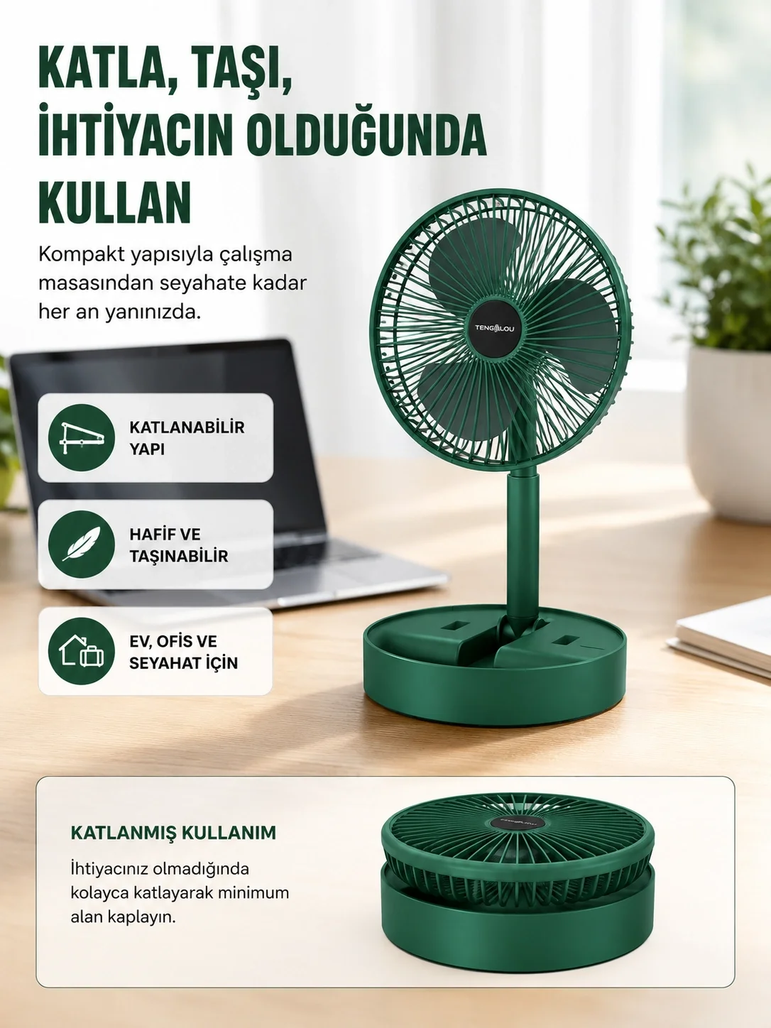 Şarjlı Mini Fan Katlanabilir 3 Hız Ayarlı Taşınabilir Tasarımlı Fiyatı, Yorumları ve Özellikleri