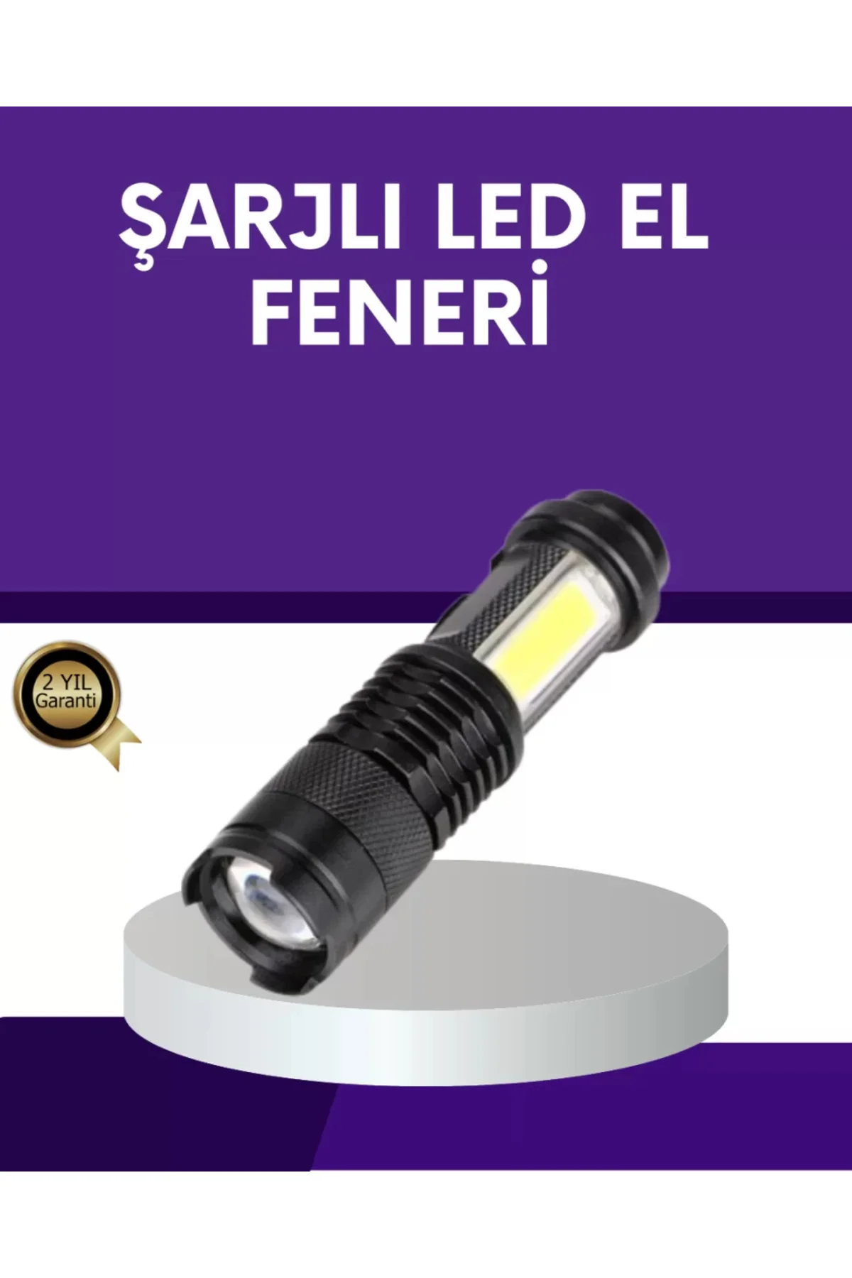 Şarjlı Mini LED El Feneri 2000 Lümen Su Geçirmez