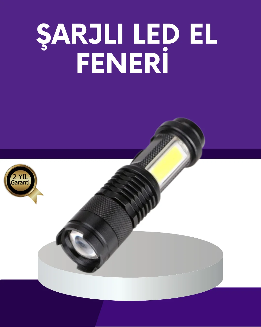 Şarjlı Mini LED El Feneri 2000 Lümen Su Geçirmez Şarjlı Mini LED El Feneri 2000 Lümen Su Geçirmez