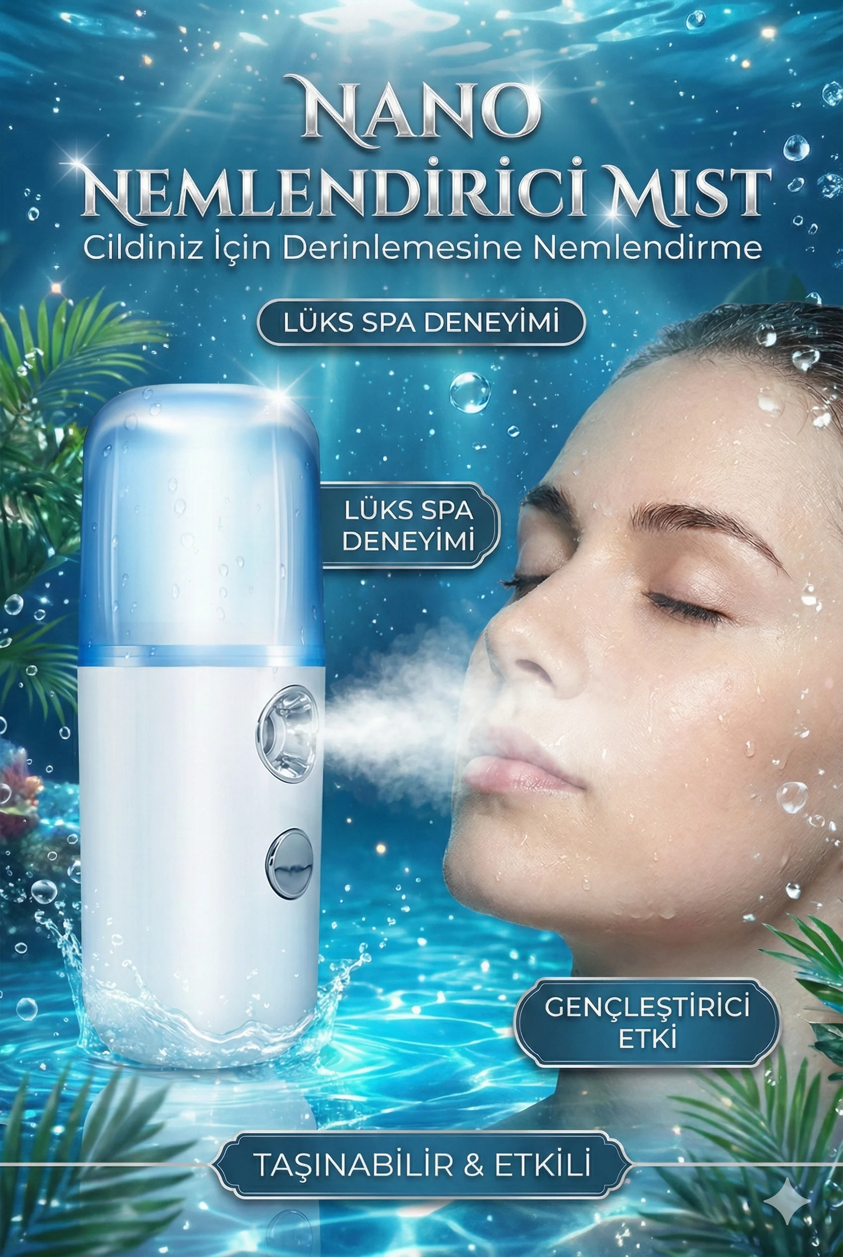 Şarjlı Mini Yüz Nemlendirici Dezenfektan  Mist Sprayer
