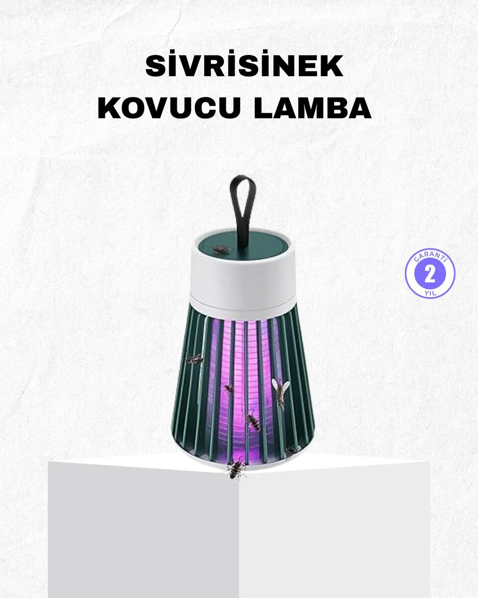 Şarjlı Mor Işıklı Sivrisinek Öldürücü Lamba - Sessiz, Kimyasal İçermeyen ve Elektrikli Işık
