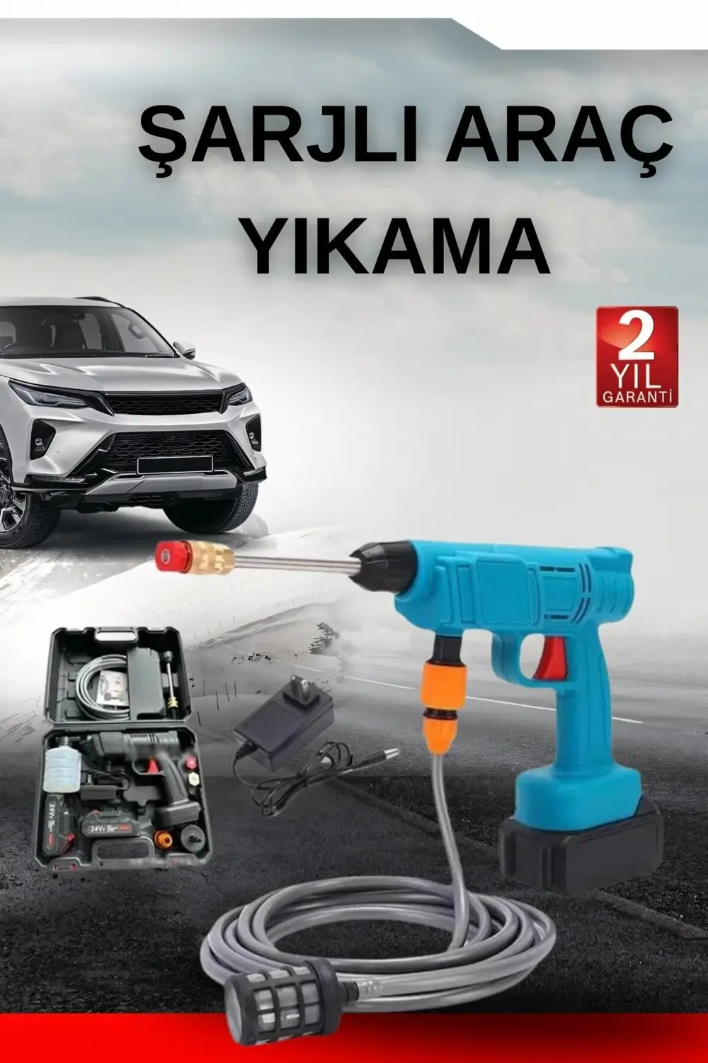 Şarjlı Oto Yıkama, Bahçe Sulama Tabancası Makinesi Yüksek Basınçl