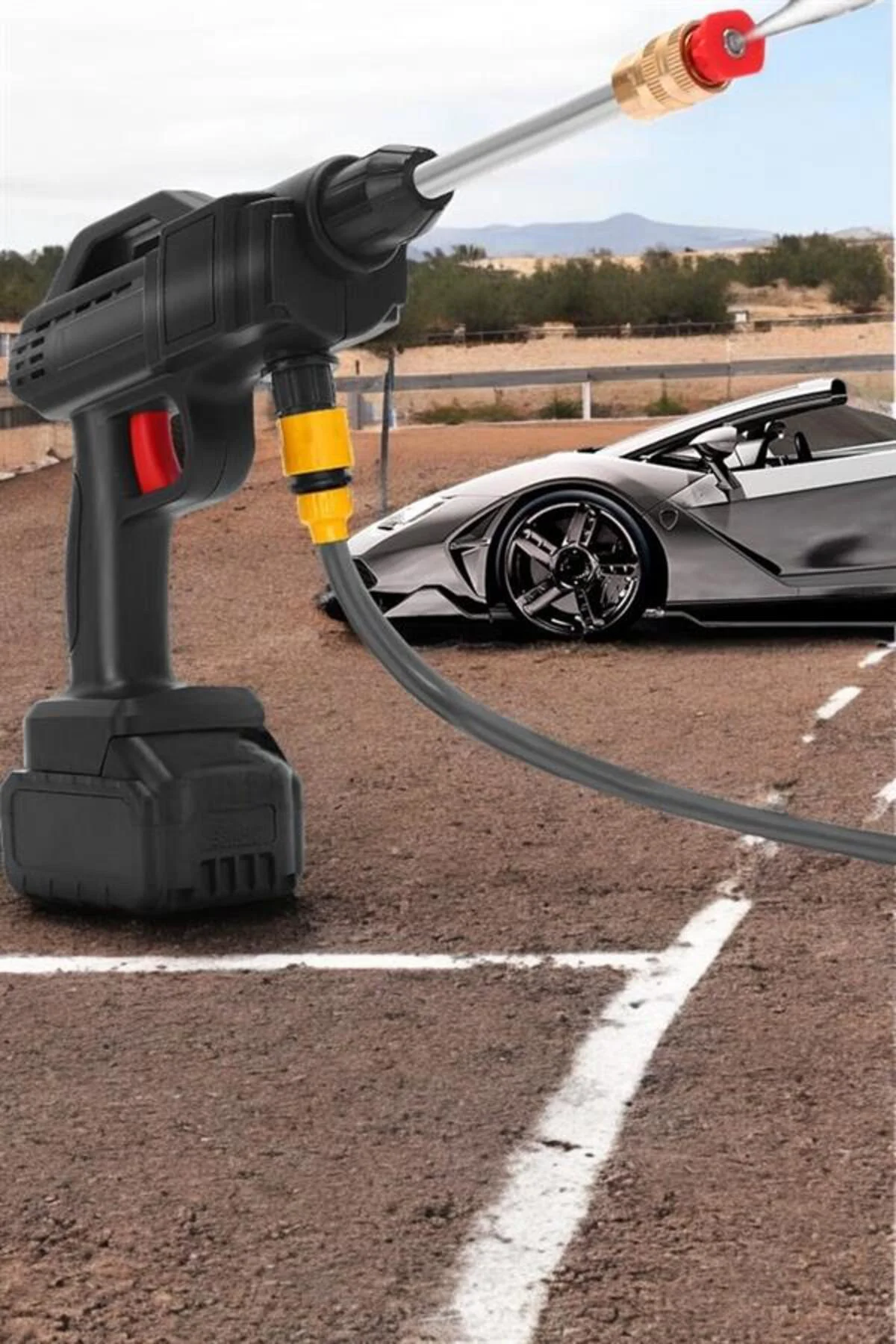 Şarjlı Oto Yıkama Tabancası Su Basınçlı Hazneli Bataryalı - Lisin