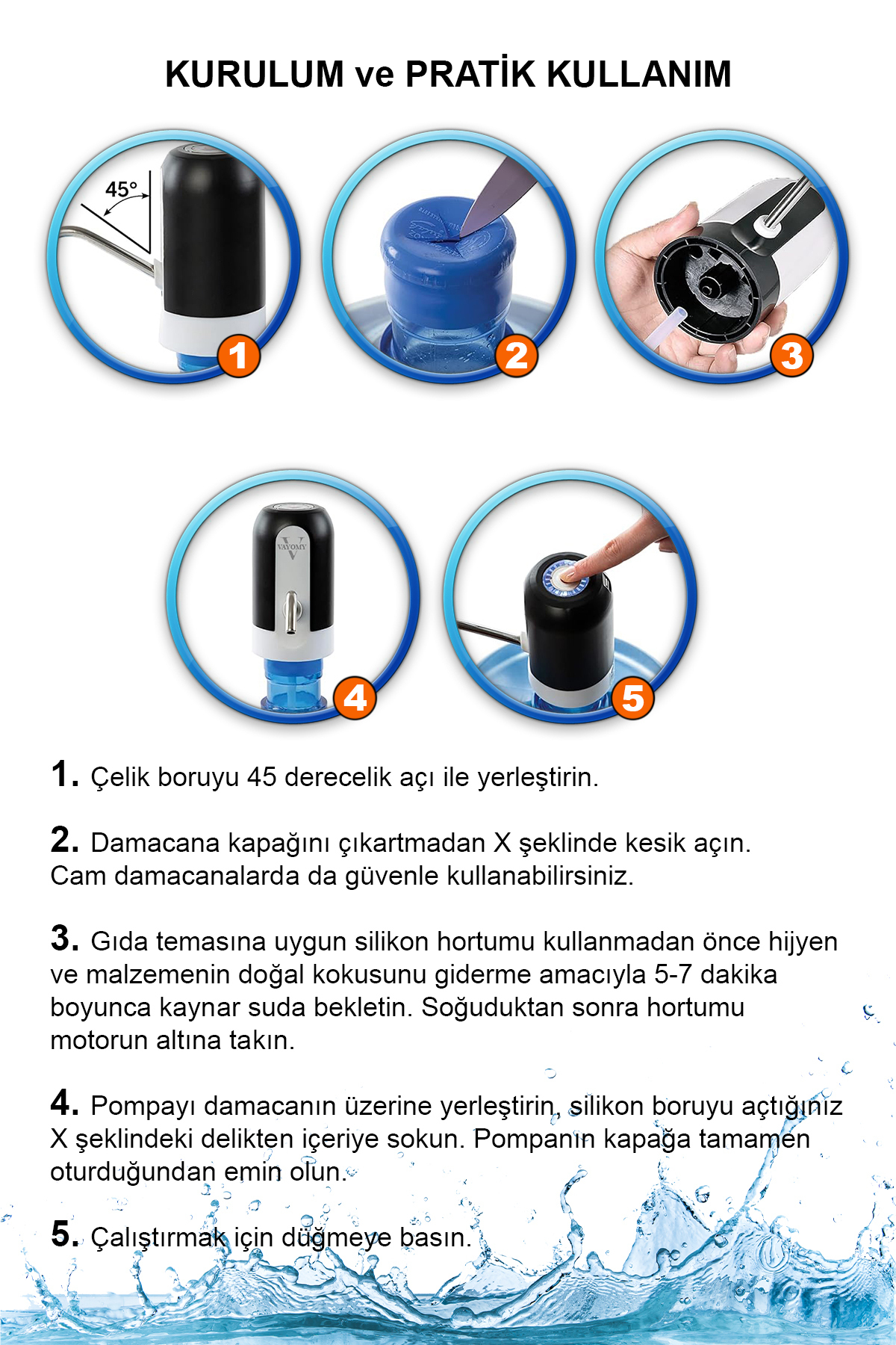 Şarjlı Otomatik Damacana Su Pompası 1200 Mah Bataryalı (BPA IÇERM