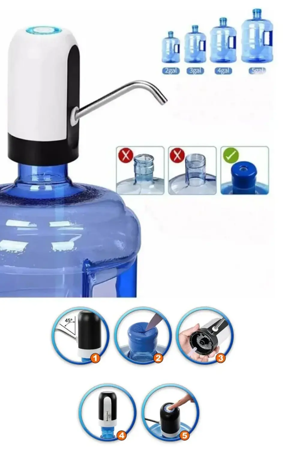 Şarjlı Otomatik Damacana Su Pompası 1200 Mah Bataryalı (BPA IÇERM