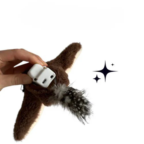 Şarjlı Peluş Uçan Kuş Kedi Oyuncak Gerçekçi Kanat Çırpma Hareketl