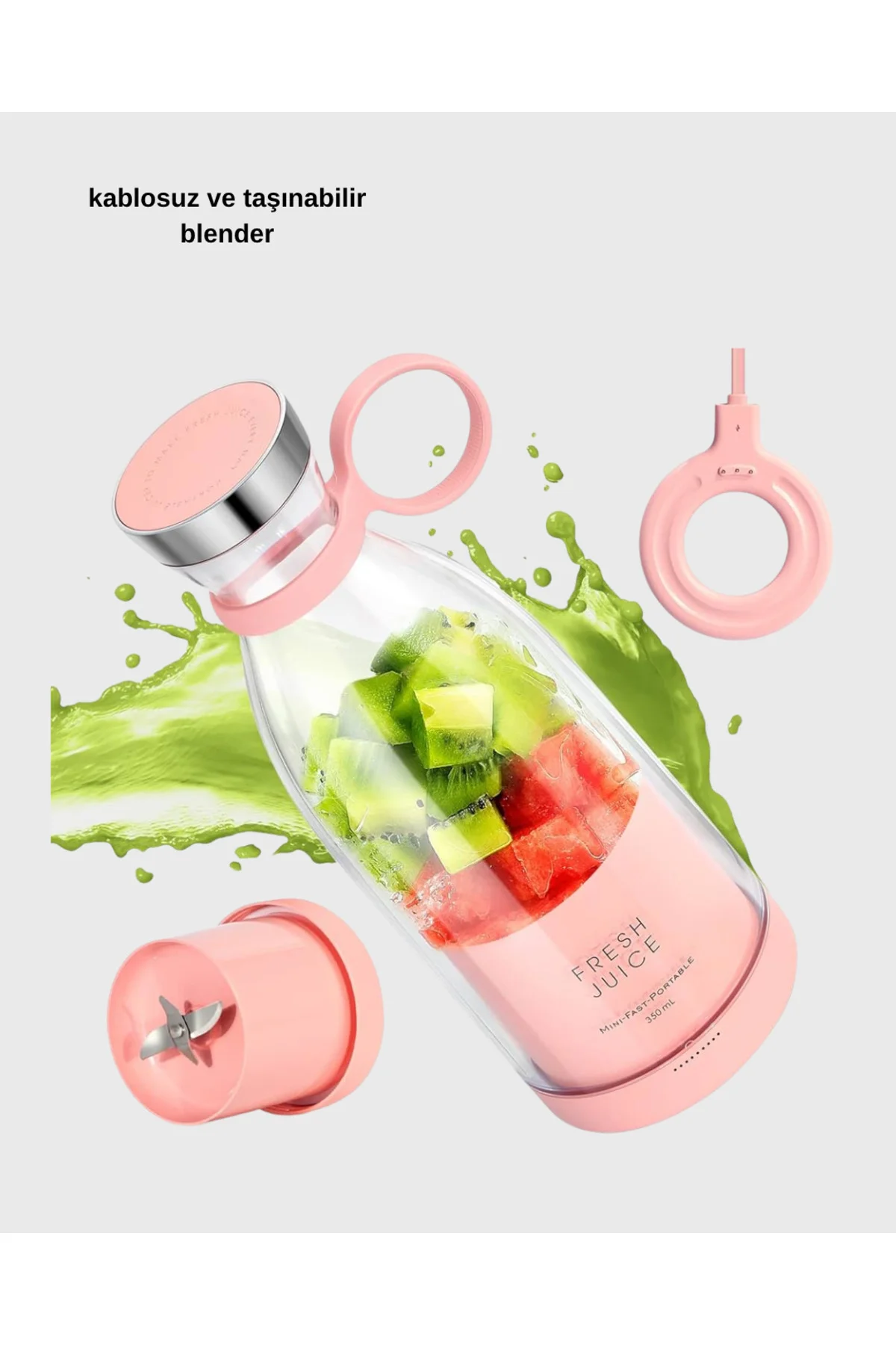 Şarjlı Portatif Blender – Gıda Sınıfı Malzeme, 10 Kullanımlık Pil