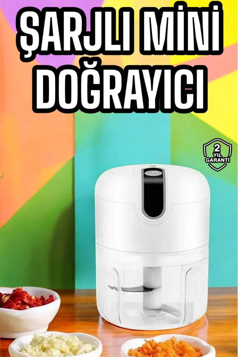 Şarjlı Portatif Mini Rondo Doğrayıcı - 250ml USB Şarjlı Çelik Bıçaklı