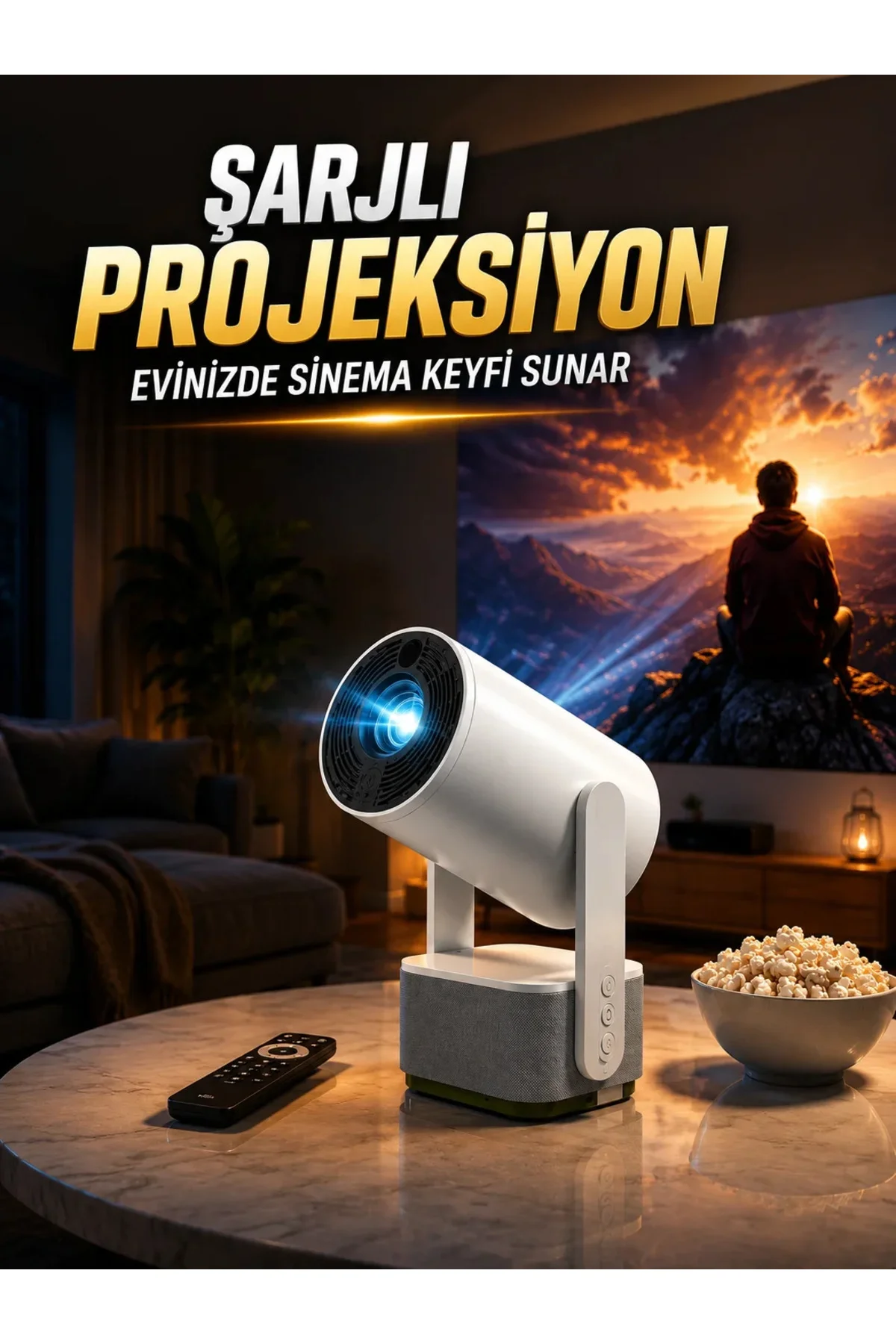 Şarjlı Projeksiyon Evinizde Sinema Keyfi Sunar Şarjlı Projeksiyon Evinizde Sinema Keyfi Sunar