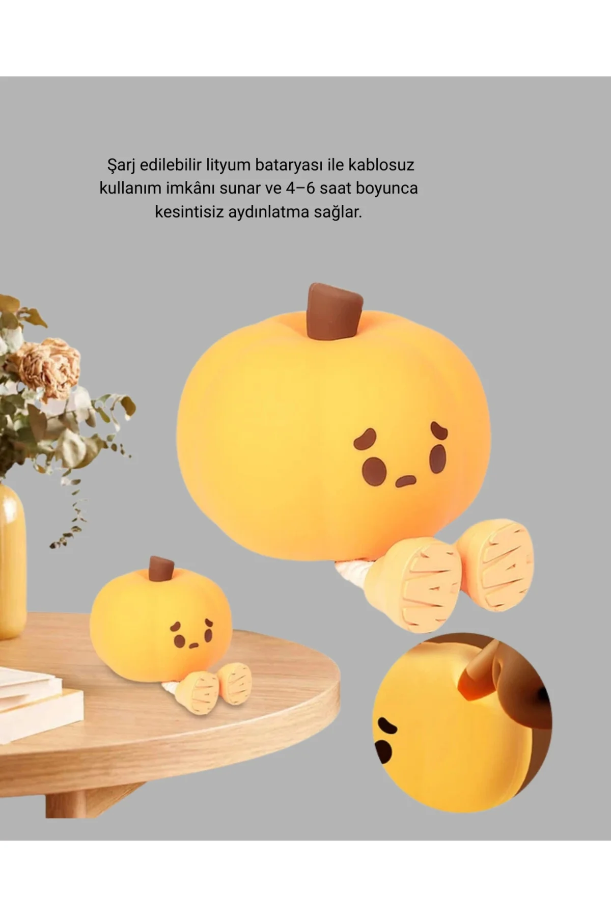 Şarjlı Pumpkin LED Masa Lambası Zamanlayıcılı Dokunmatik