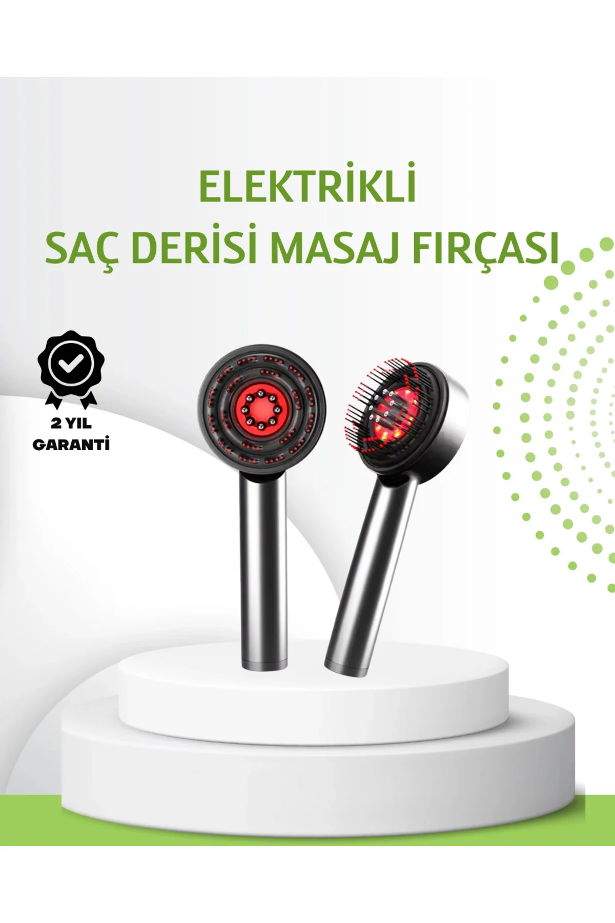 Şarjlı Saç Derisi Masaj Cihazı Kırmızı Işık ve 3D Tarak Dişli